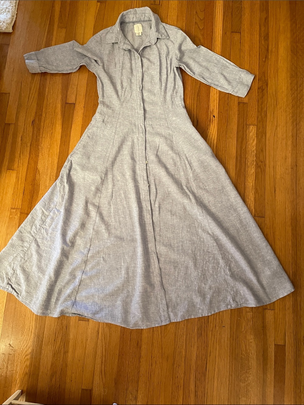 Joie Light Blue Linen Maxi Shirt Dress